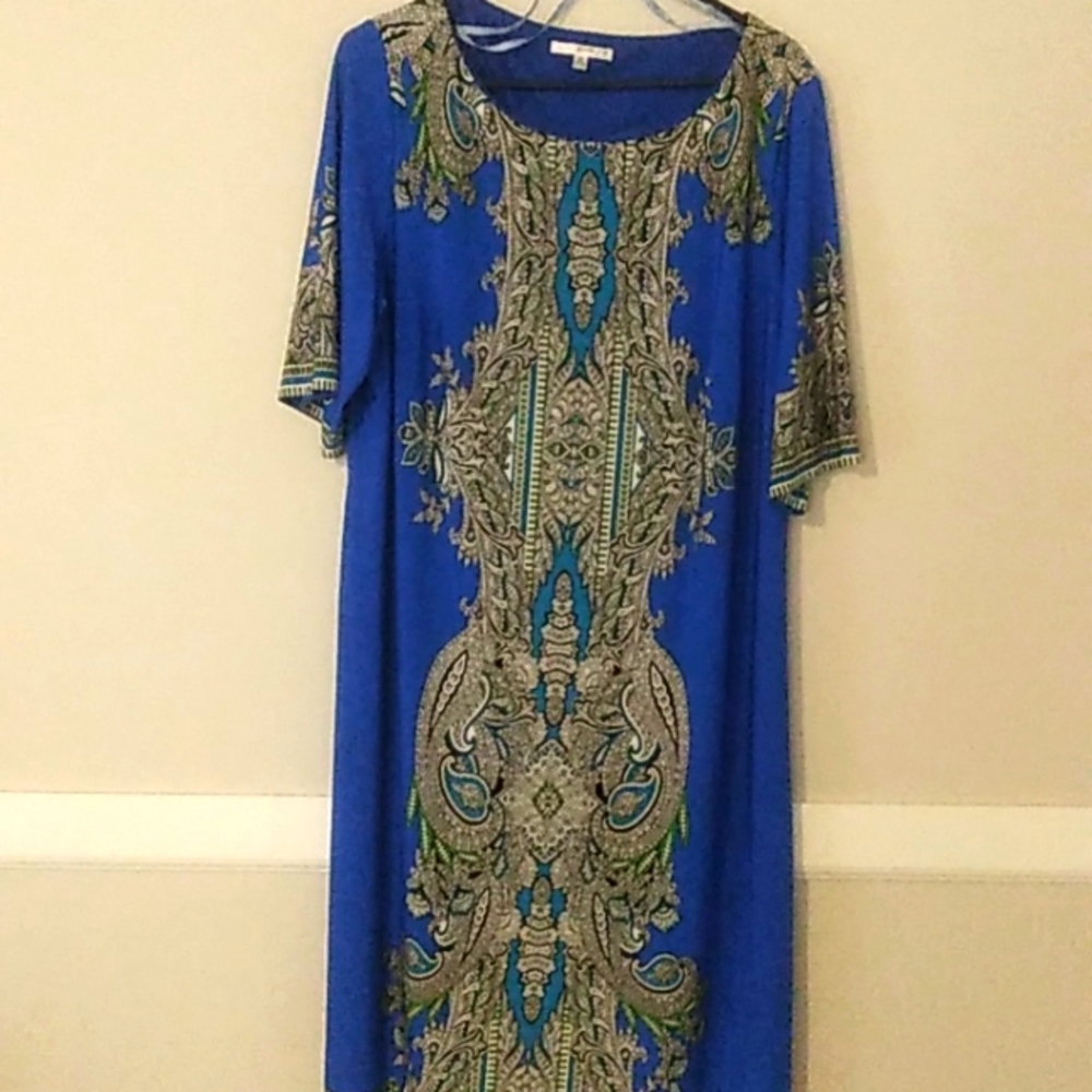 2X Studio One New York Blue Bohemian patterned dress